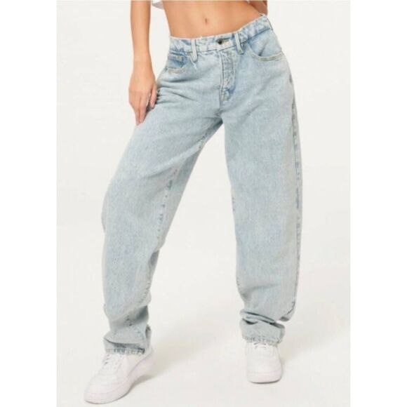 Good American Jeans Women's 14/32 Medium Wash Denim High Rise Loose Straight - Picture 1 of 8